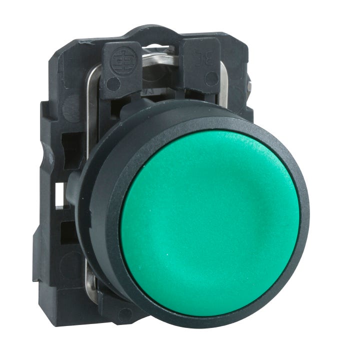 bouton poussoir - affleurant - 1 no - vert - complet - schneider electric xb5aa31 0