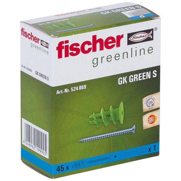 Fischer Cheville pour plaques de plâtre 35 mm 4.5 mm 524869 45 pc(s) 0