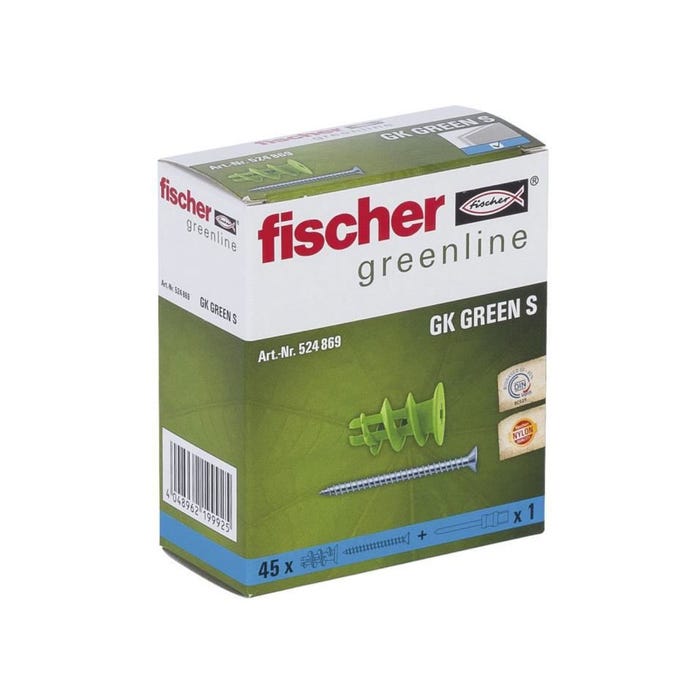 Fischer Cheville pour plaques de plâtre 35 mm 4.5 mm 524869 45 pc(s) 1