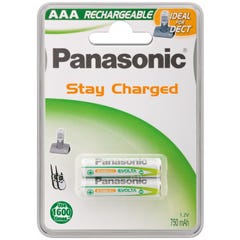 PANASONIC Blister de 2 Piles Rechargeable Evolta DECT AAA (Micro)/HR03 750 mAh 1,2V 0