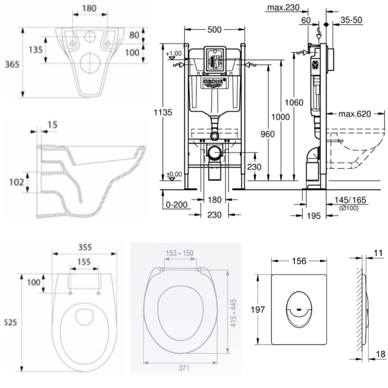 Grohe Pack WC Bâti autoportant Rapid SL + WC Cersanit S-LinePro + Abattant + Plaque Chrome (ProjectS-LinePro-2) 4