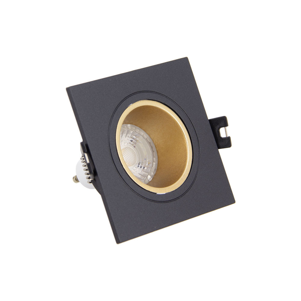 Spot GU10 50W 2700K Carré orientable Noir et or IP20