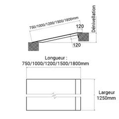 Rampe de quai - Longueur 1800mm - Largeur 1250mm - Dénivellation de 100 à 230mm - Charge max. 610kg - Prix Unitaire - MPL1800L 1