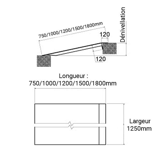 Rampe de quai - Longueur 1200mm - Largeur 1250mm - Dénivellation de 60 à 150mm - Charge max. 1300kg - Prix Unitaire - MPL1200H 1