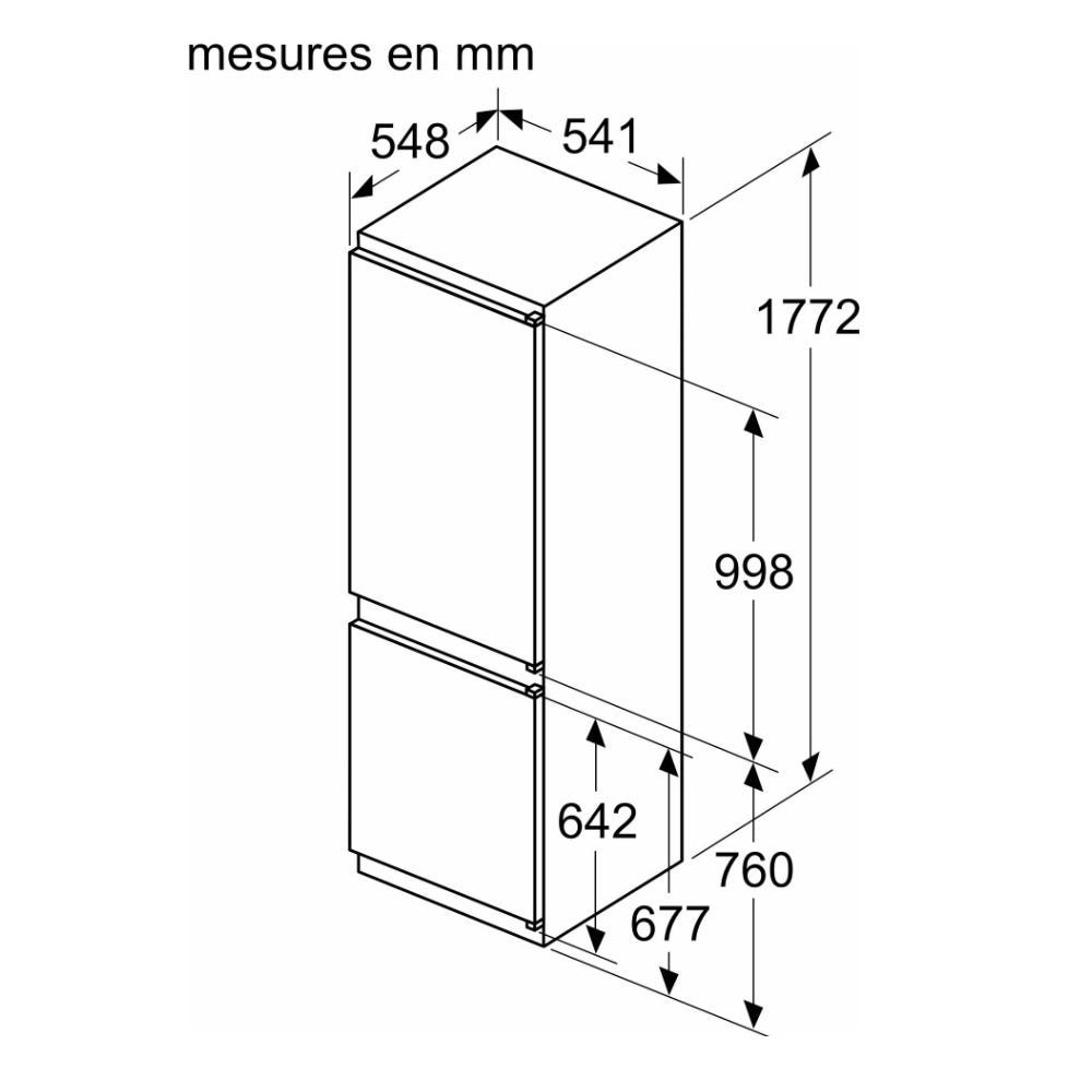 Réfrigérateurs combinés 265L Froid Statique BOSCH 54.1cm F, KIV 86 NSF 0 3