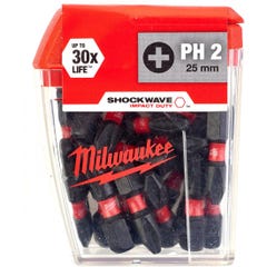 Boîte 25 embouts shockwave ph2 25 mm milwaukee - 4932430853 0