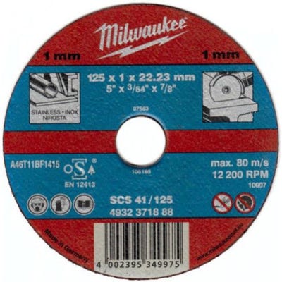 Lot de 50 disques à tronçonner MILWAUKEE - Métal et Inox - Ø125mm - 4932371903