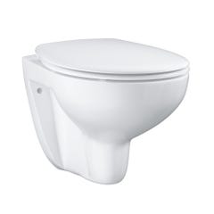 Grohe Pack WC suspendu sans bride Bau Ceramic + abattant + plaque blanche + bâti Grohe 3