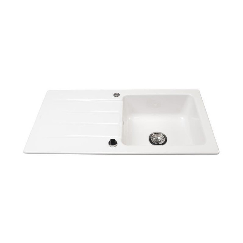 VILLEROY + BOCH Evier cuisine a encastrer 1 grand bac + 1 egouttoir Architectura - Ceramique - 97 x 48 cm - Blanc