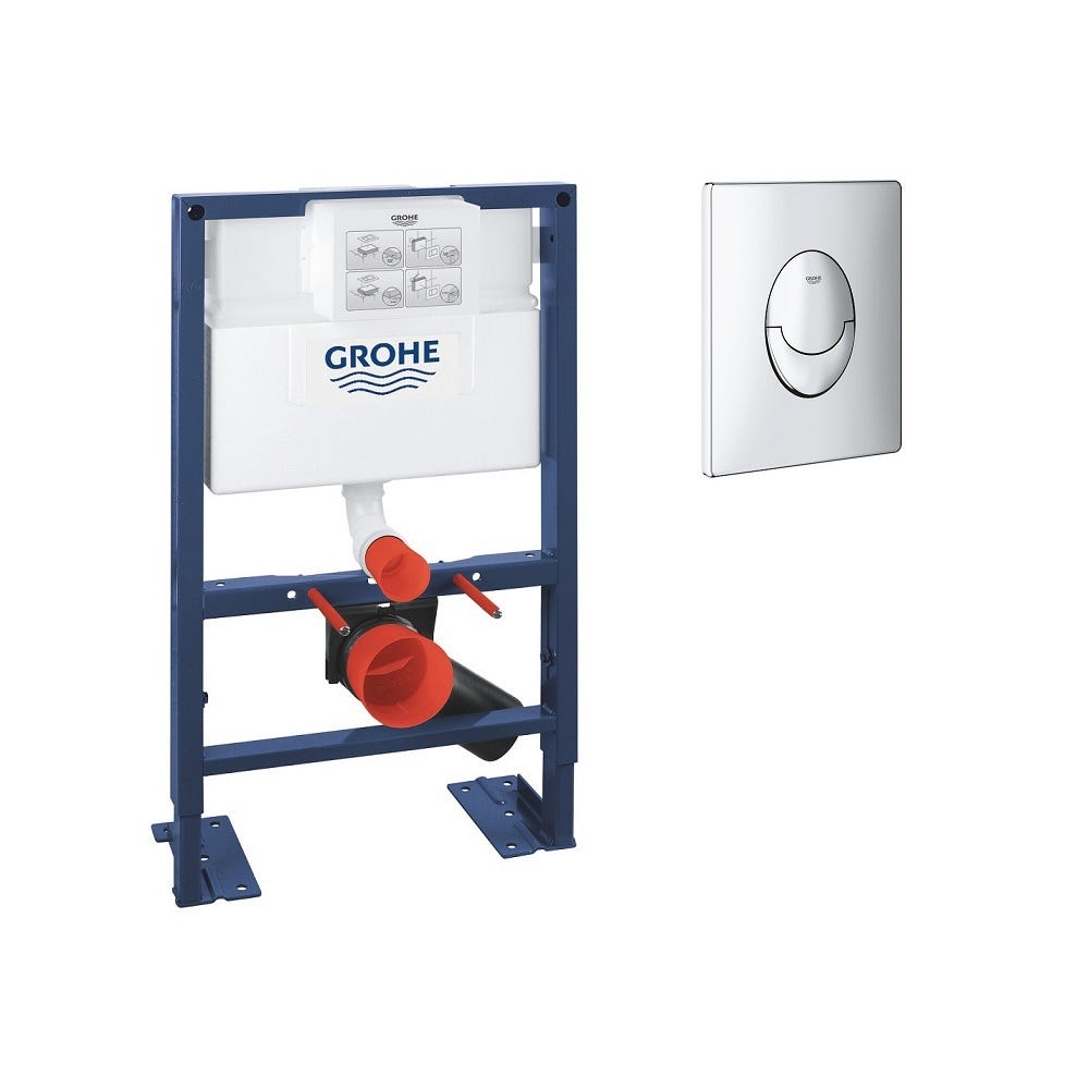 GROHE - Bâti support pour wc hauteur réduite Rapid SL, 0.82 m + plaque de commande chromée 0