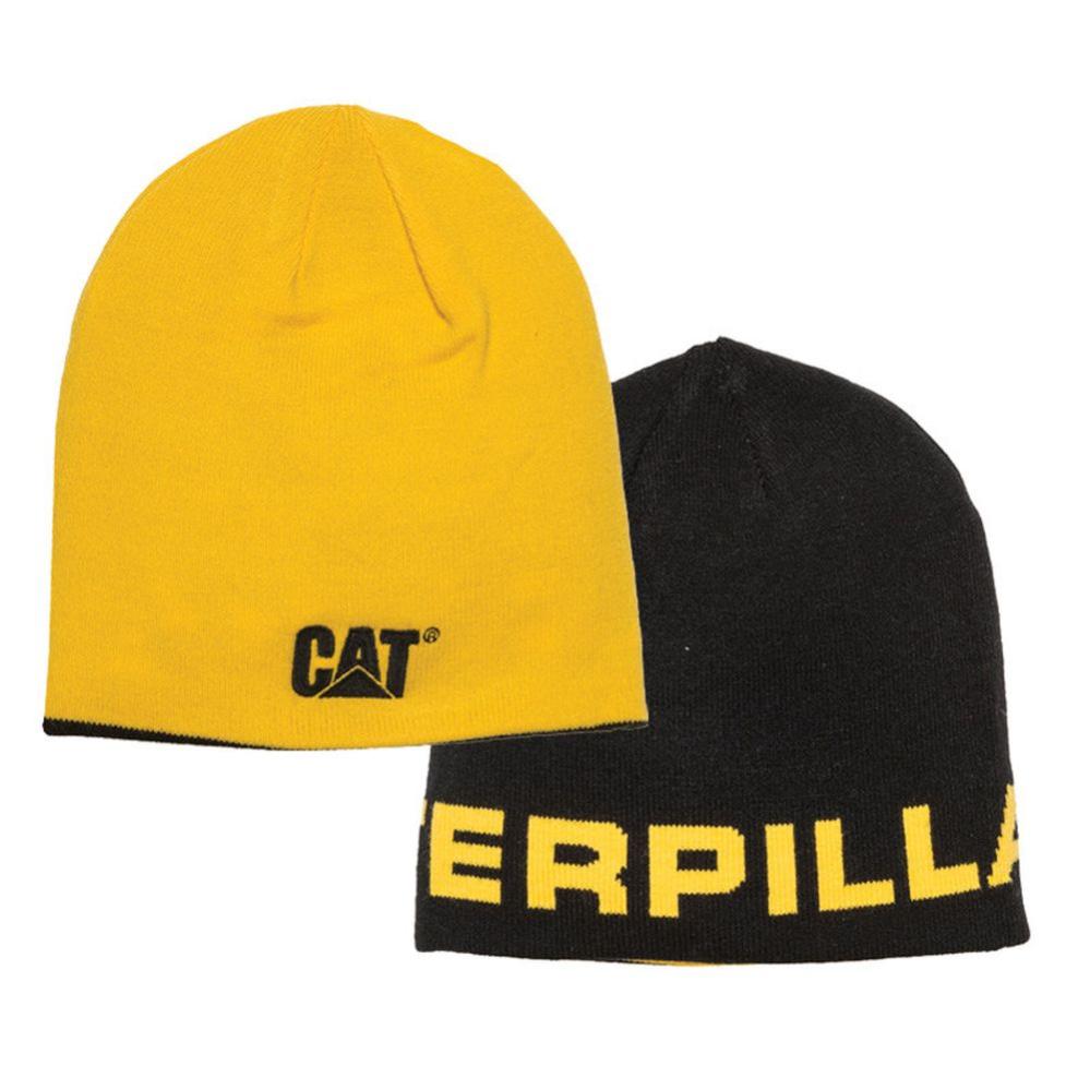 Bonnet réversible acrylique Caterpillar Jaune Unique