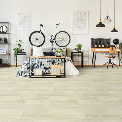 Sol PVC Smart - Atelier aspect bois vintage blanc - 3m x 5m en rouleau - Tarkett