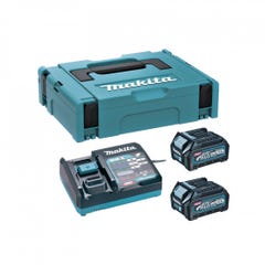 Pack makita 2 batteries bl4025 40v 2.5 ah + chargeur dc40ra en makpac1- 191j81-6 0