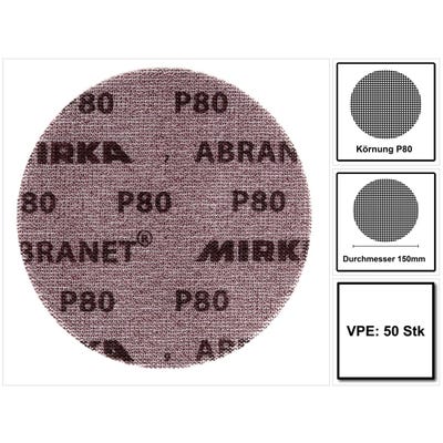 Mirka ABRANET Disque support papier - Diamètre 150mm P80 - 50 Pièces. ( 5424105080 )