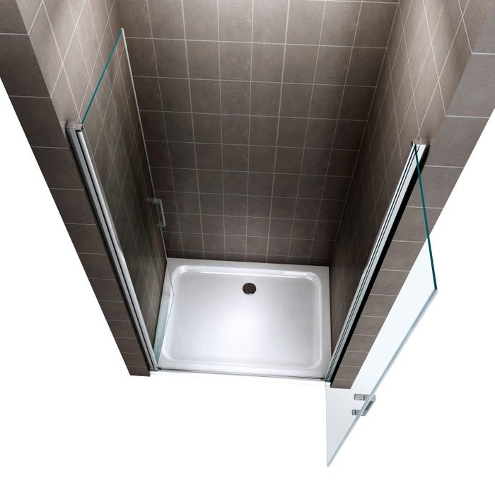 KAYA Porte de douche H 180 largeur réglable 86 à 89 cm verre transparent 2