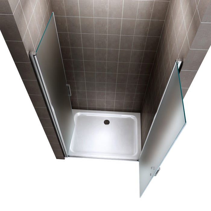 KAYA Porte de douche H 180 largeur réglable 92 à 95 cm verre opaque 2