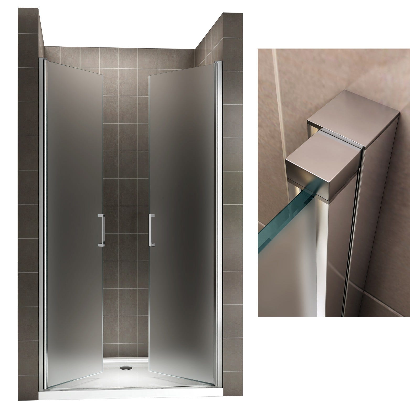 KAYA Porte de douche H 180 largeur réglable 92 à 95 cm verre opaque 3