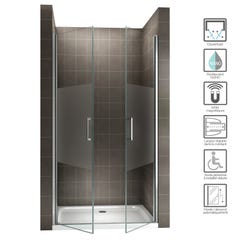 KAYA Porte de douche H 180 largeur réglable 74 à 77 cm verre semi-opaque 1