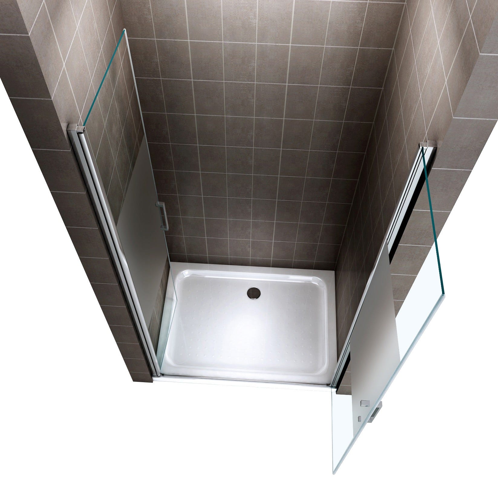 KAYA Porte de douche H 180 largeur réglable 74 à 77 cm verre semi-opaque 2