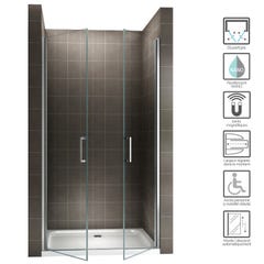 KAYA Porte de douche H 180 largeur réglable 98 à 101 cm verre transparent 1