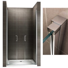 KAYA Porte de douche H 180 largeur réglable 74 à 77 cm verre transparent 3