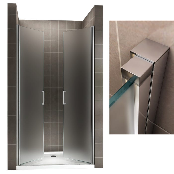 KAYA Porte de douche H 180 largeur réglable 98 à 101 cm verre opaque 3