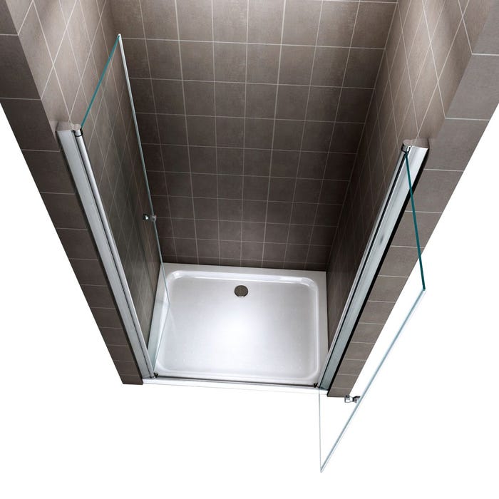 GINA Porte de douche H 180 cm largeur réglable 72 à 76 cm verre transparent 2