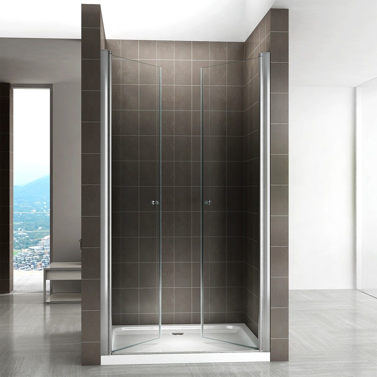 GINA Porte de douche H 180 cm largeur réglable 80 à 84 cm verre transparent 0