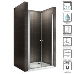 GINA Porte de douche H 180 cm largeur réglable 100 à 104 cm verre transparent 1