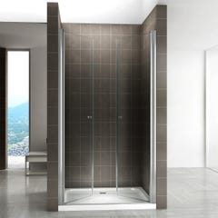 GINA Porte de douche H 180 cm largeur réglable 100 à 104 cm verre transparent 0