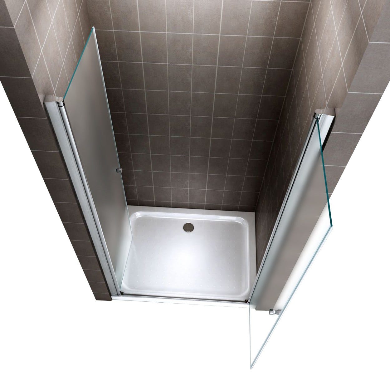 GINA Porte de douche H 180 cm largeur réglable 68 à 72 cm verre opaque 2
