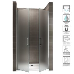 KAYA Porte de douche H 180 largeur réglable 89 à 92 cm verre opaque 1