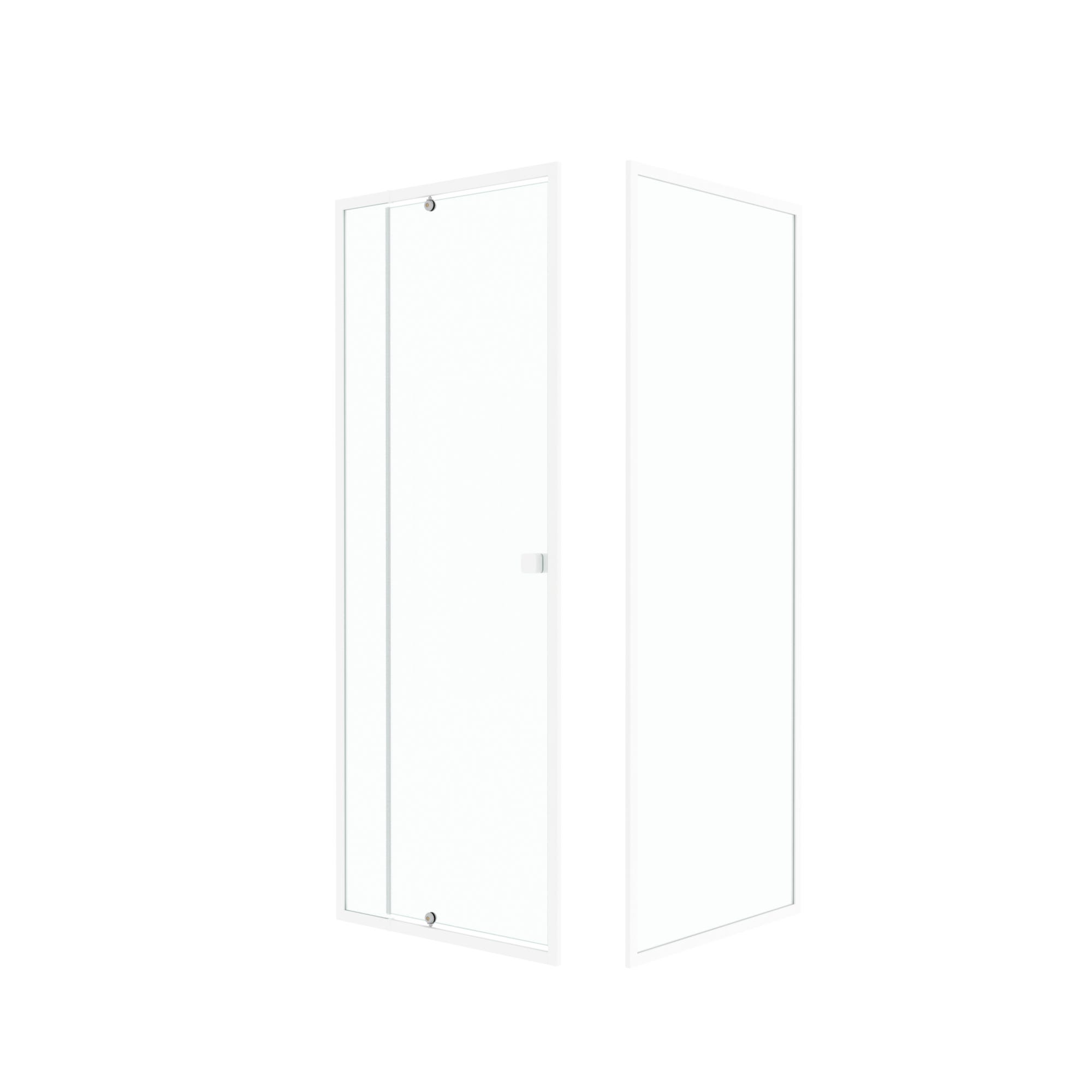 Pack porte de douche pivotante blanc de 78 à 90x185cm + retour 80 verre 5mm - WHITY PIVOT 2