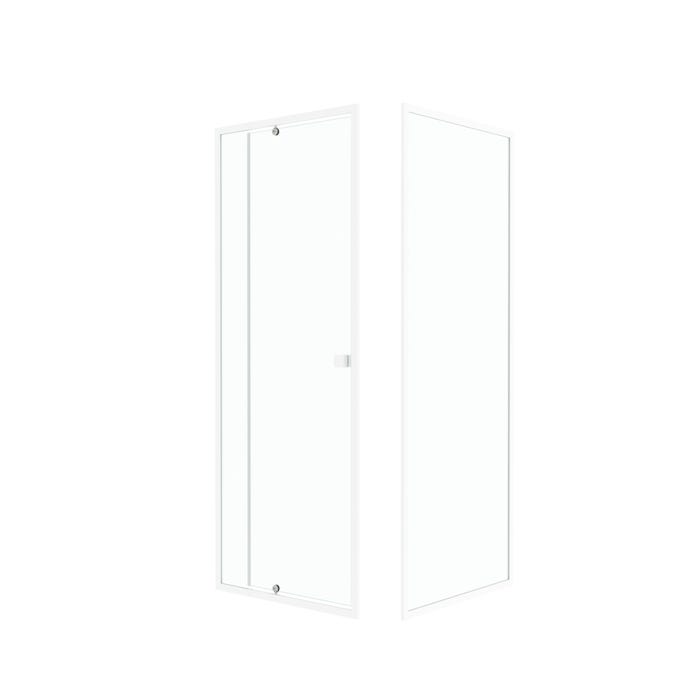 Pack porte de douche pivotante blanc de 78 à 90x185cm + retour 80 verre 5mm - WHITY PIVOT 2