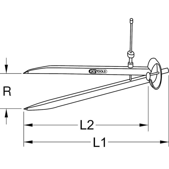 Compas droit KS, L,200mm, ouvert,200mm - acier au carbone bruni, pointe trempée 1