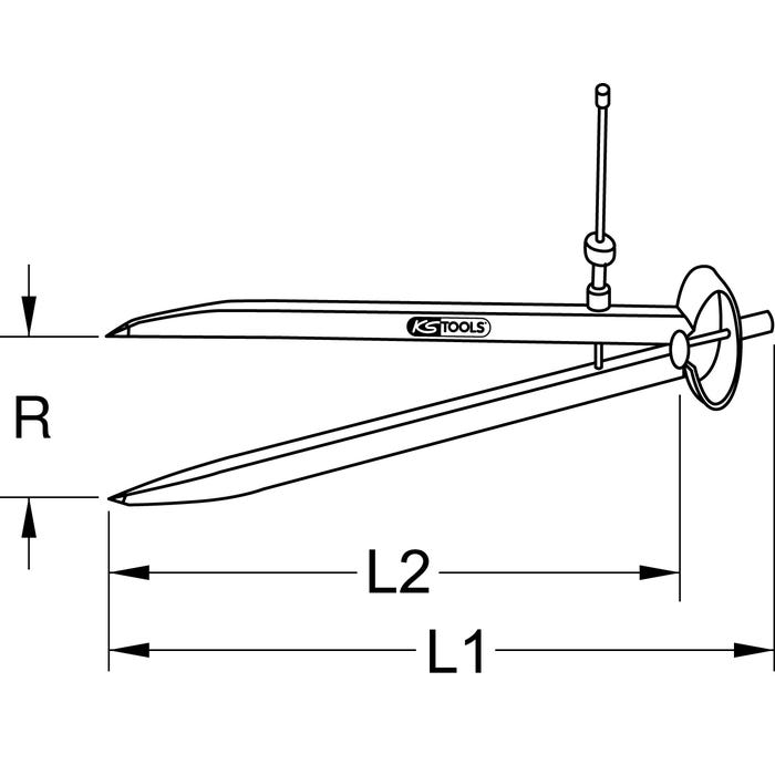 Compas droit KS, L,150mm, ouvert,150mm - acier au carbone bruni, pointe trempée 3