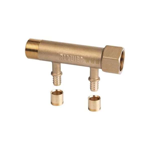 Collecteur 2 sorties - MF 3/4“ - Avec départ à glissement Ø 12 mm - Riquier