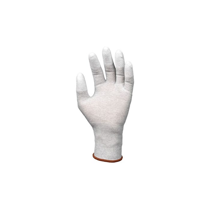 Lot de 10 paires de gants Eurolite EST80 13G polyester/carbone PU bouts de doigts - Coverguard - Taille XS-6 1
