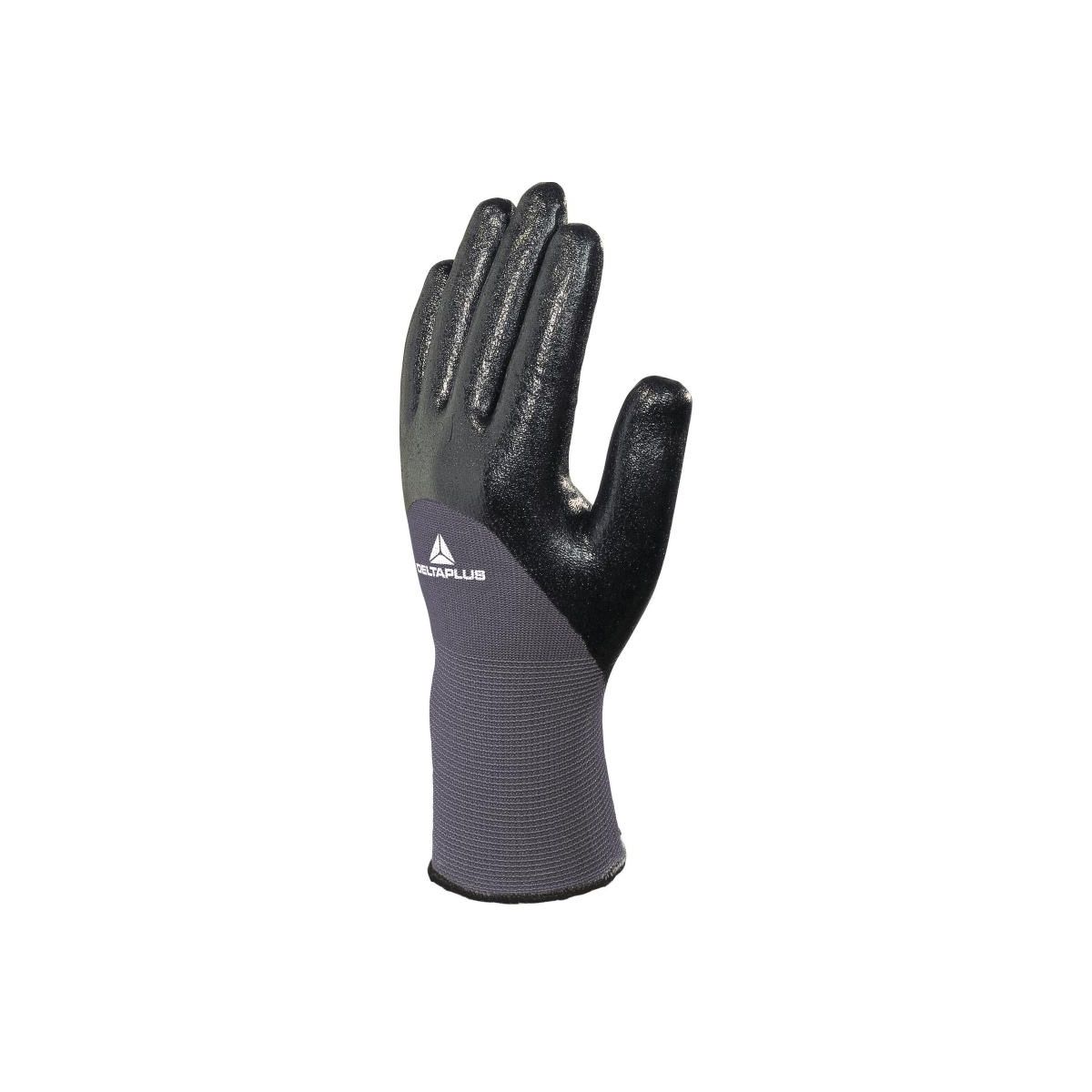 Gants tricot polyamide double enduction nitrile Noir - Delta Plus - Taille XL-10