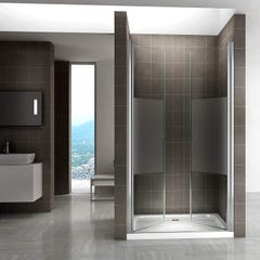 GINA Porte de douche H 180 cm largeur réglable 88 à 92 cm verre semi-opaque 4