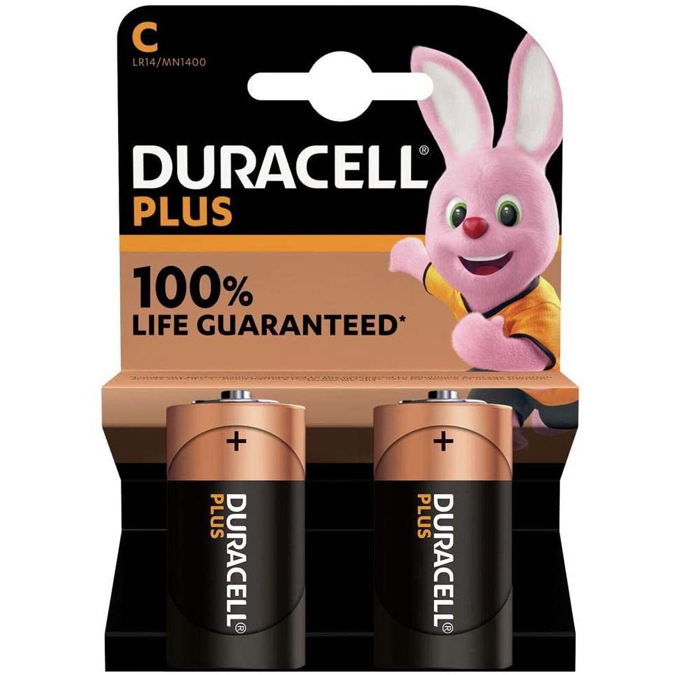 DURACELL Blister de 2 Piles Plus 100% MN1400 / C / LR14 1.5V