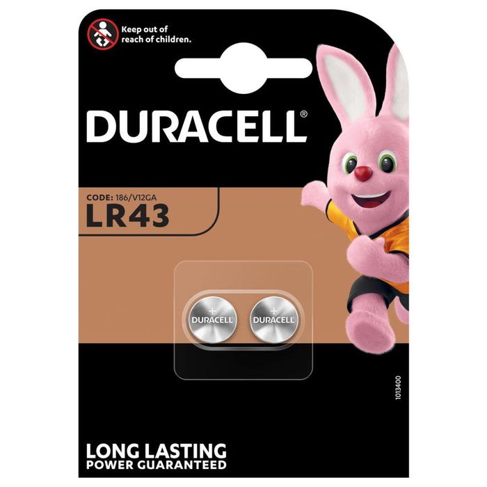 DURACELL blister de 2 piles bouton Alcaline 'Electronics' LR43 0