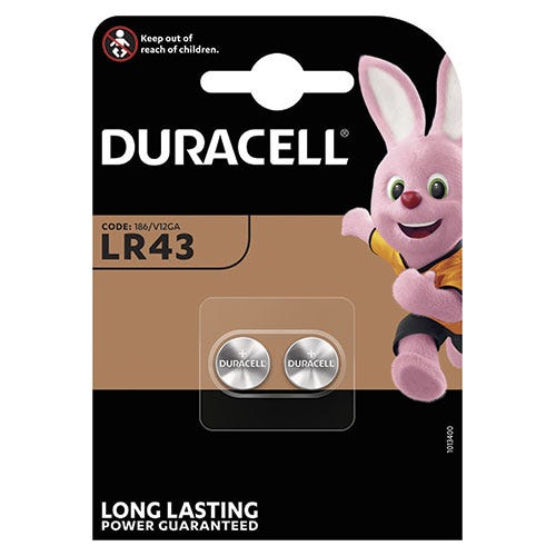 DURACELL blister de 2 piles bouton Alcaline 'Electronics' LR43 2