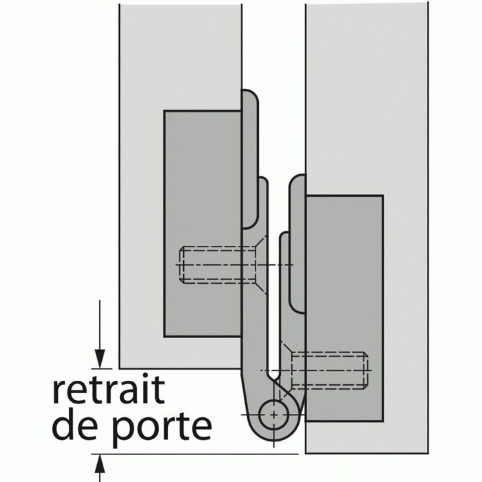 Charnière invisible spécifique 180° pour portes pliantes avec axe de rotation décalé 2