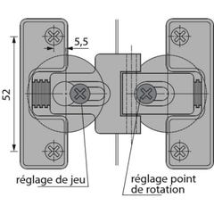 Charnière invisible spécifique 180° pour portes pliantes avec axe de rotation décalé 6