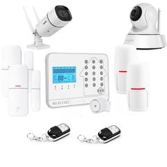 Kit alarme maison connectée sans fil wifi box internet et gsm futura blanche smart life et 2 caméra wifi - lifebox - kit11 0