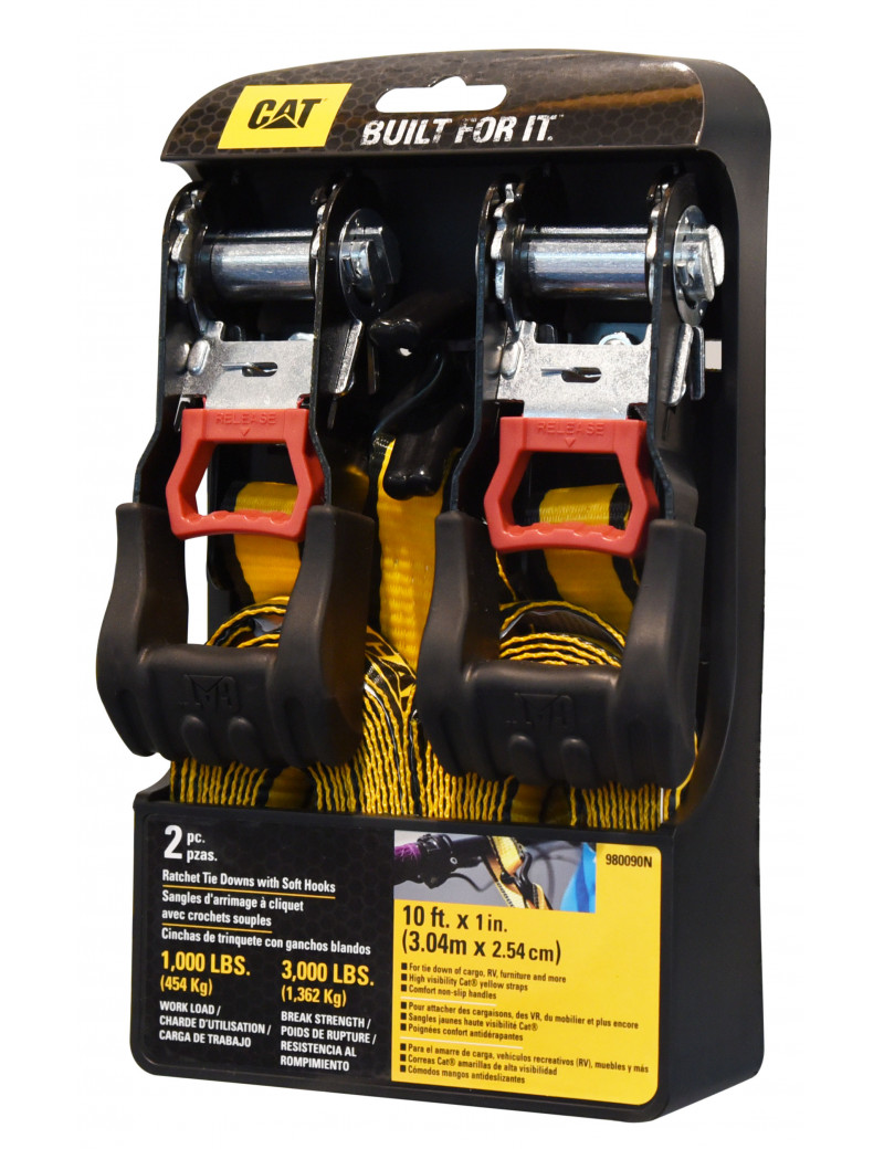 LOT DE 2 SANGLES D'ARRIMAGE A CLIQUET CATERPILLAR
