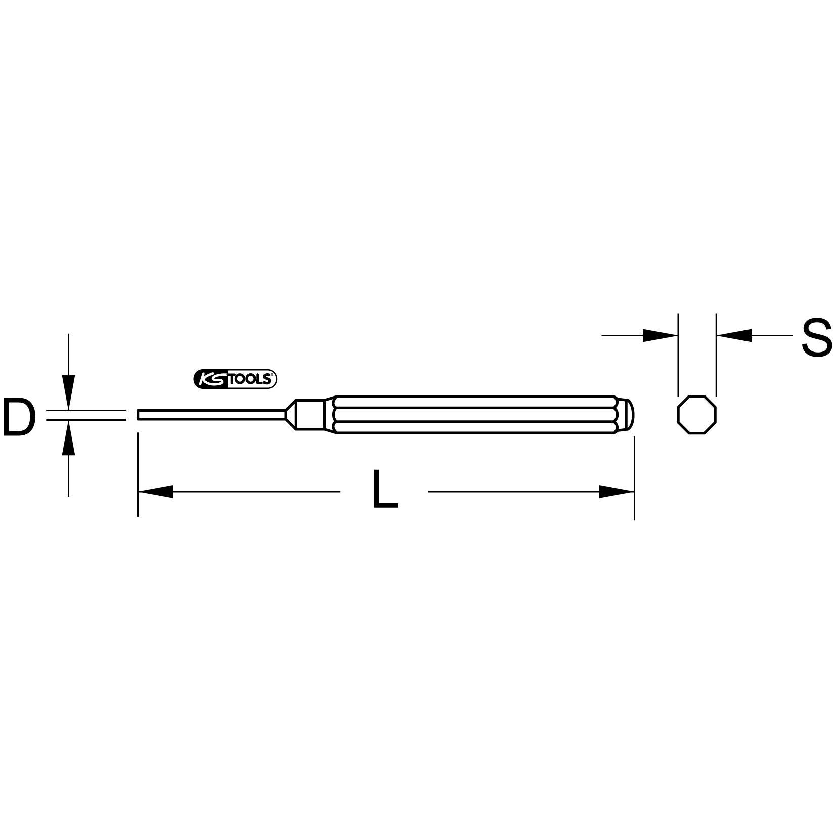Chasse-goupille avec douille de guidage Ø 1.8mm, L.83mm 1