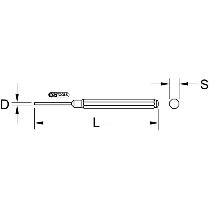Chasse-goupille avec douille de guidage Ø 1.8mm, L.83mm 1