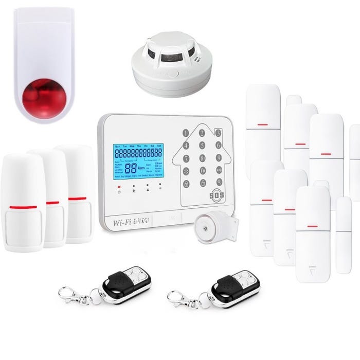 Kit alarme maison connectée sans fil wifi box internet et gsm futura blanche smart life- lifebox - kit6 0